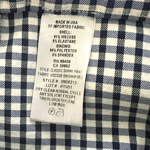 Theory Blue Plaid Skinny Pants Sz4 - Picture 9 of 14